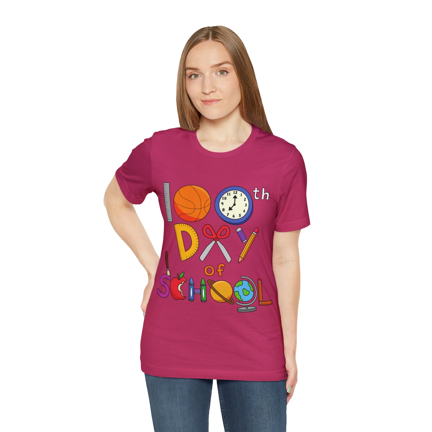 100th Day of School Teacher T- Shirt - Unisex Jersey Short Sleeve Tee