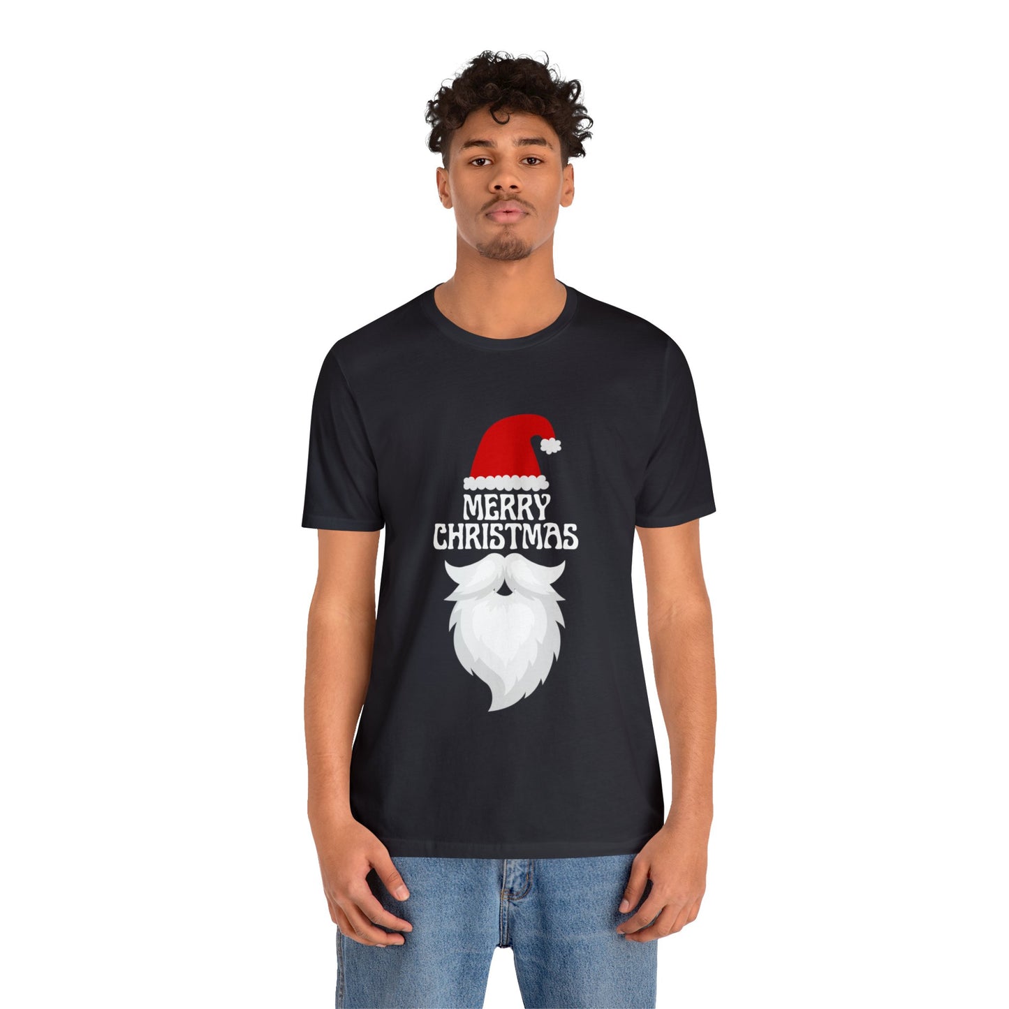 Merry Christmas Bearded Santa Unisex Jersey Short Sleeve Tee