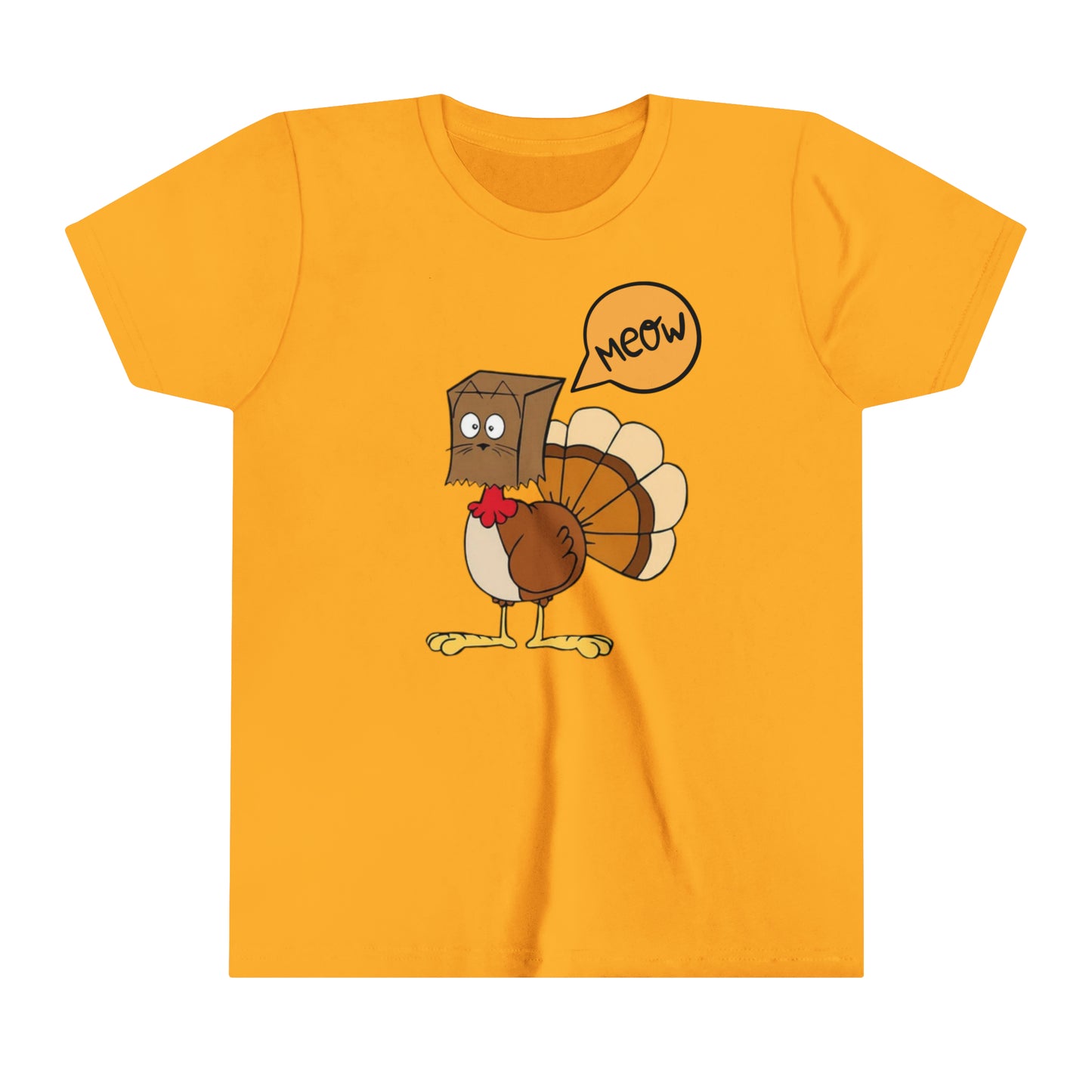 Thanksgiving Funny Turkey Meowing Youth Short Sleeve Tee
