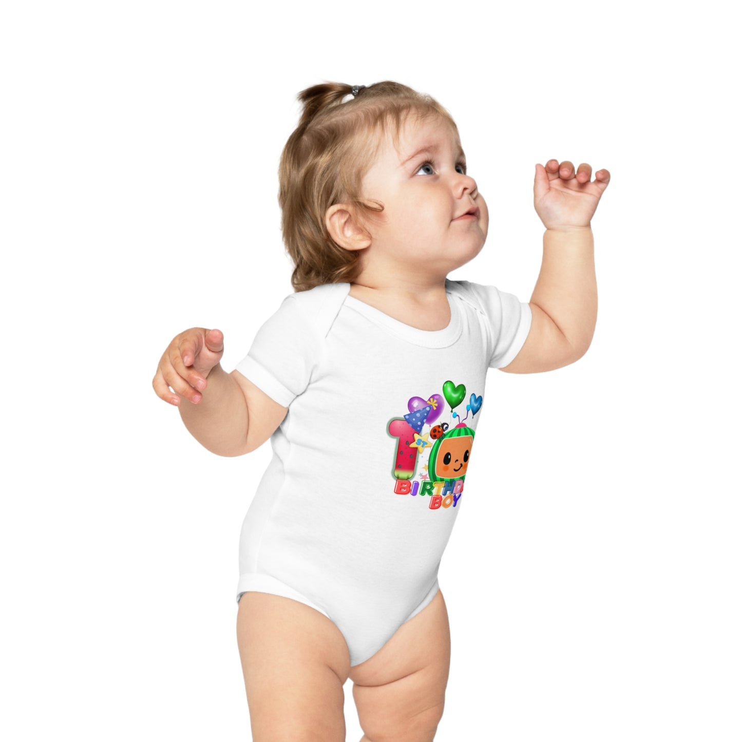 Cocomelon 1st Birthday Boy Combed Cotton Baby Bodysuit