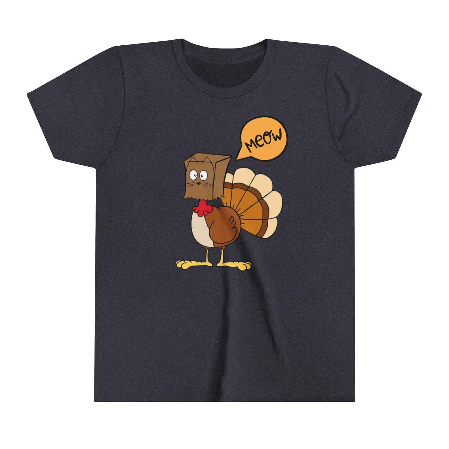 Thanksgiving Funny Turkey Meowing Youth Short Sleeve Tee