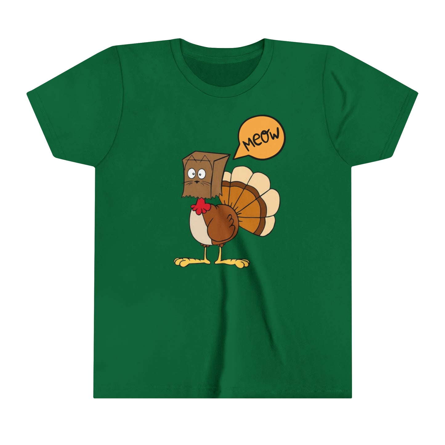 Thanksgiving Funny Turkey Meowing Youth Short Sleeve Tee