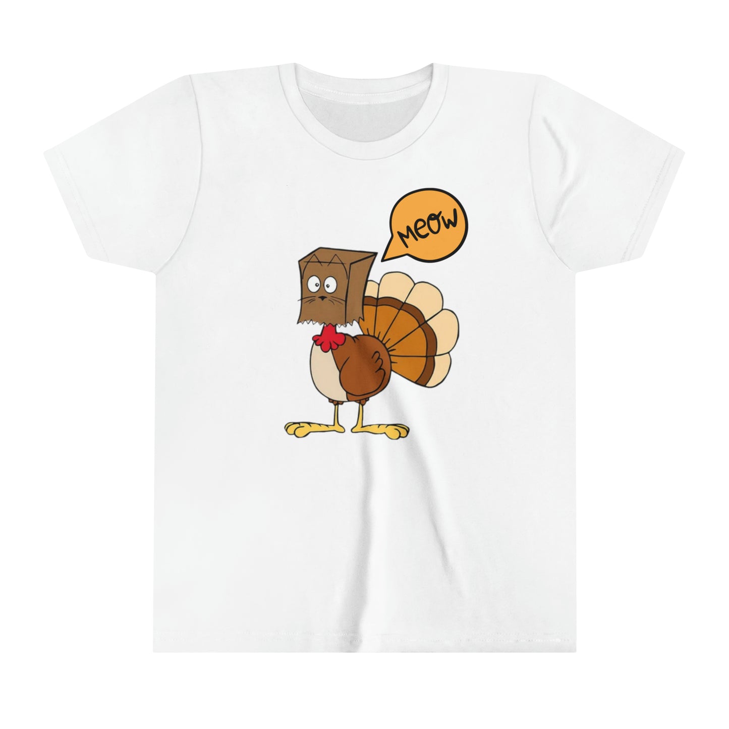 Thanksgiving Funny Turkey Meowing Youth Short Sleeve Tee