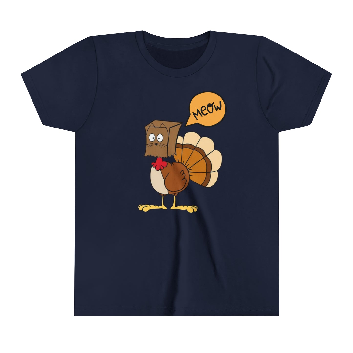 Thanksgiving Funny Turkey Meowing Youth Short Sleeve Tee