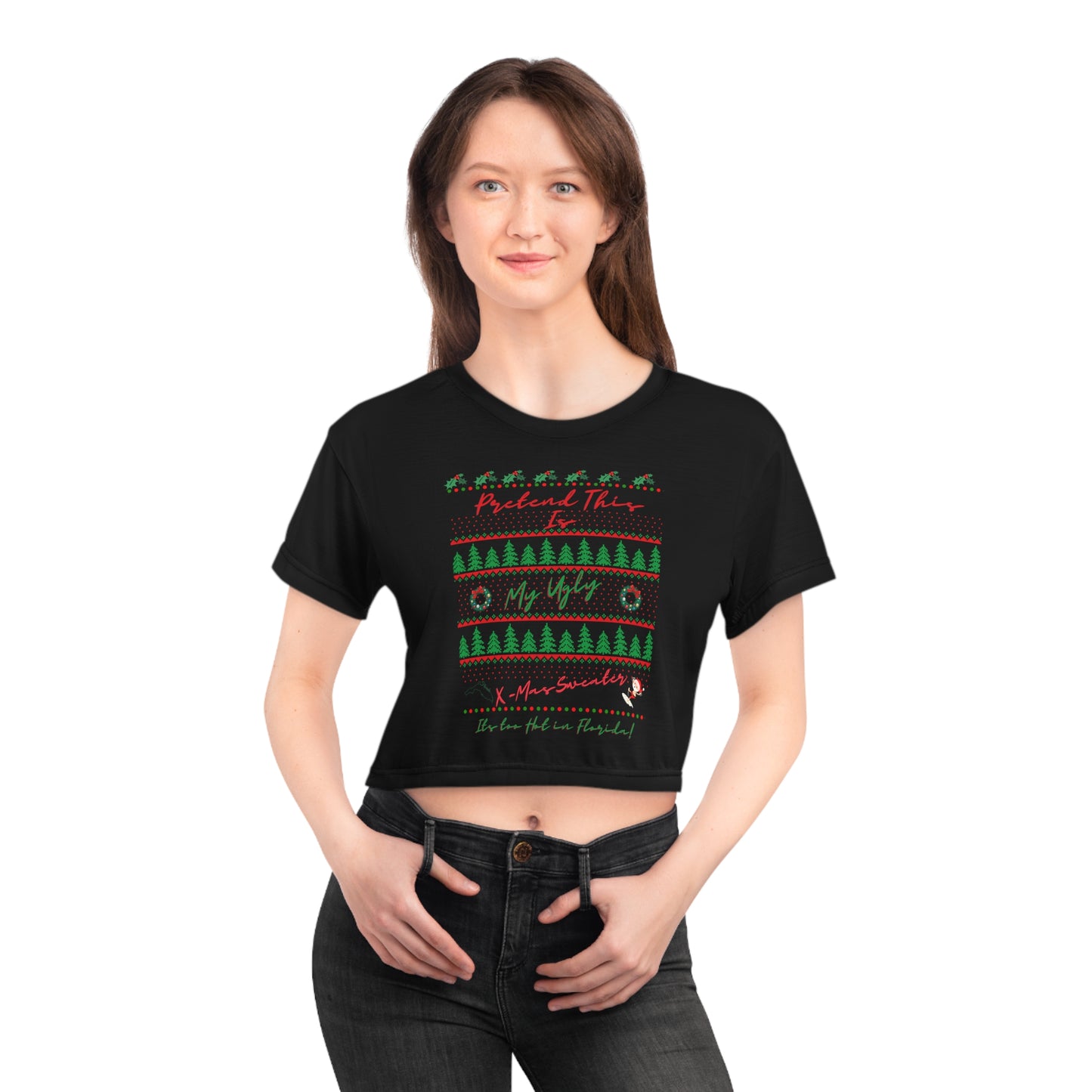 Women's FL Ugly Sweater -AOP Crop Tee